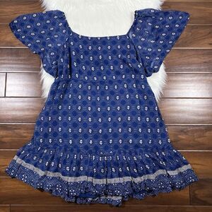 NEW Maeve Anthropologie Women's Size 2X Navy‎ Blue Smocked Tunic Mini Dress